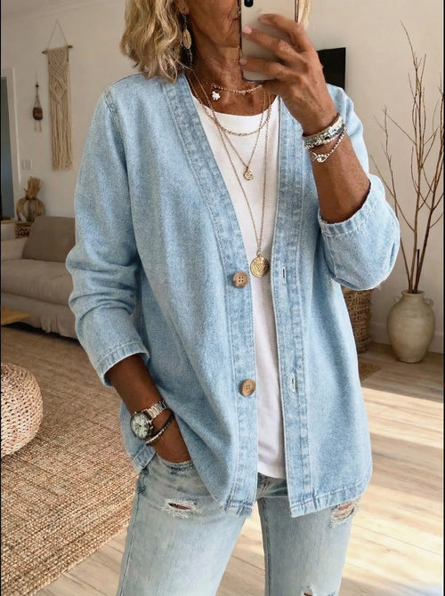 Womens Button Front Denim Jacket