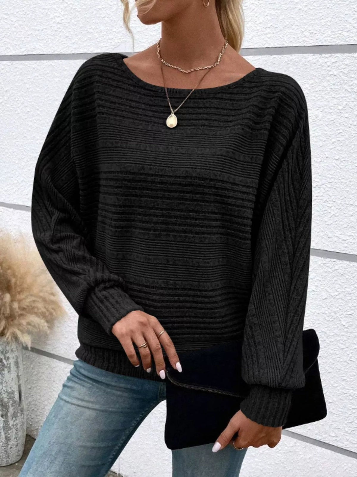 Womens Ribbed Long Sleeve Top