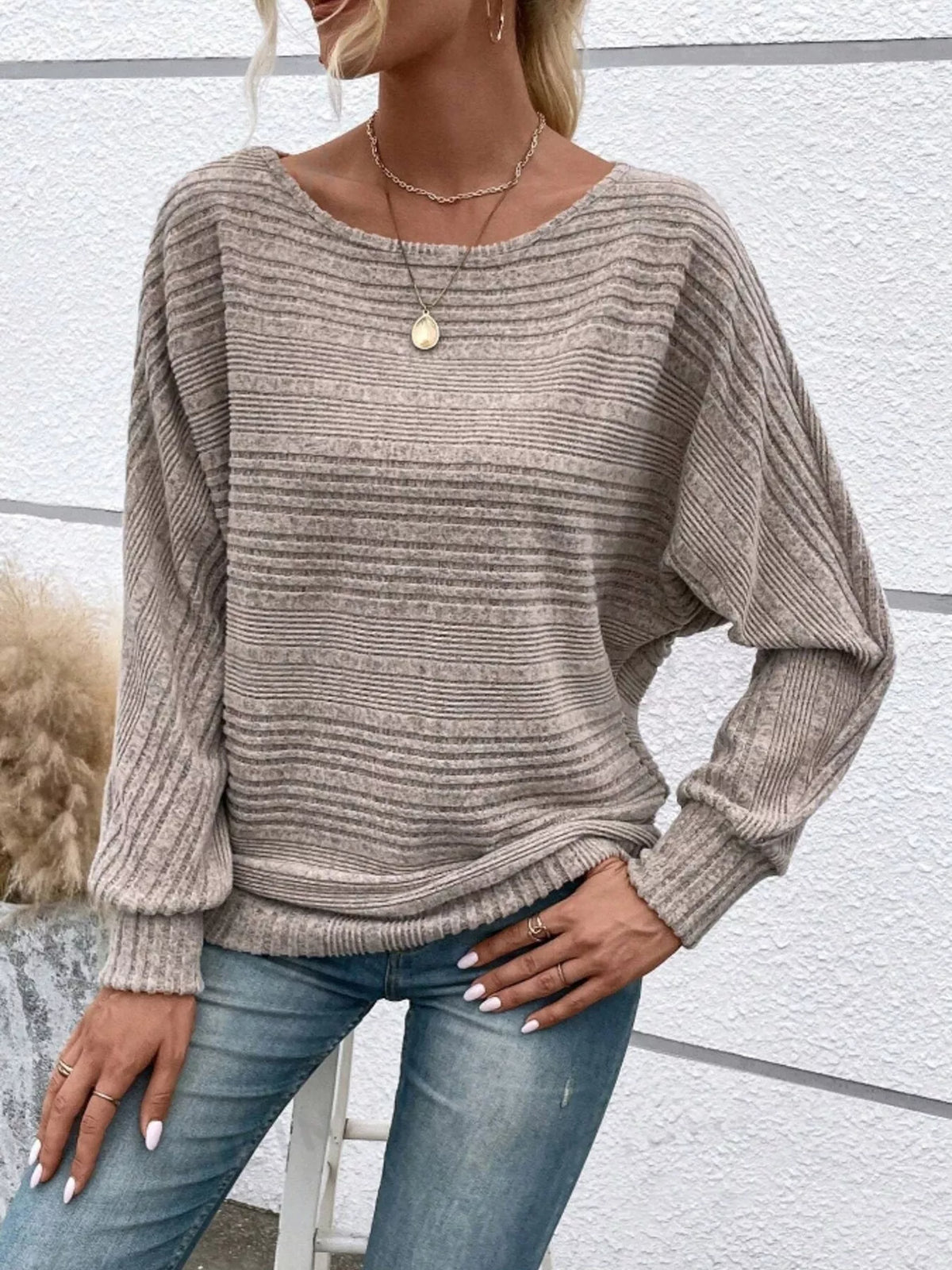 Womens Ribbed Long Sleeve Top