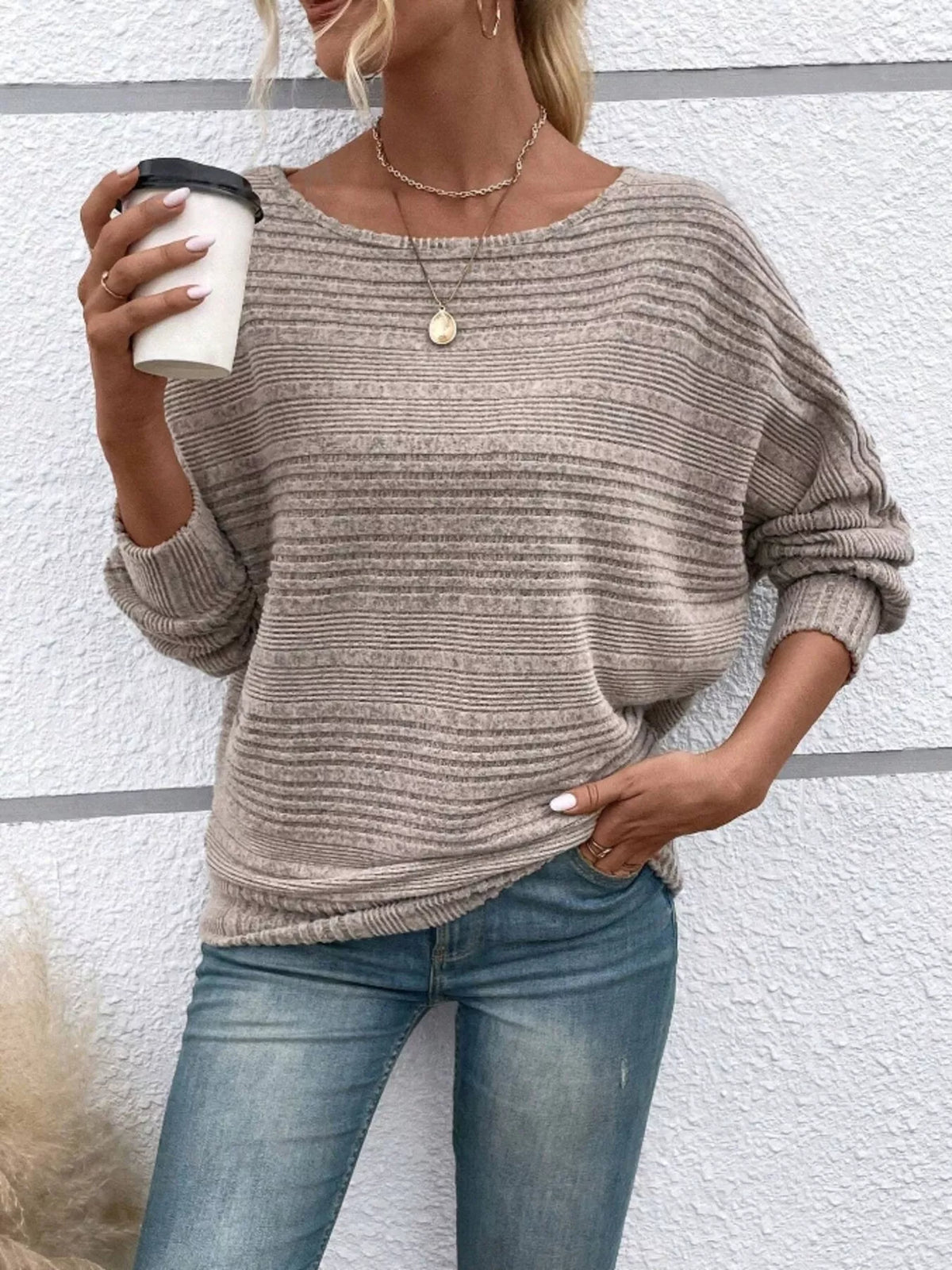 Womens Ribbed Long Sleeve Top