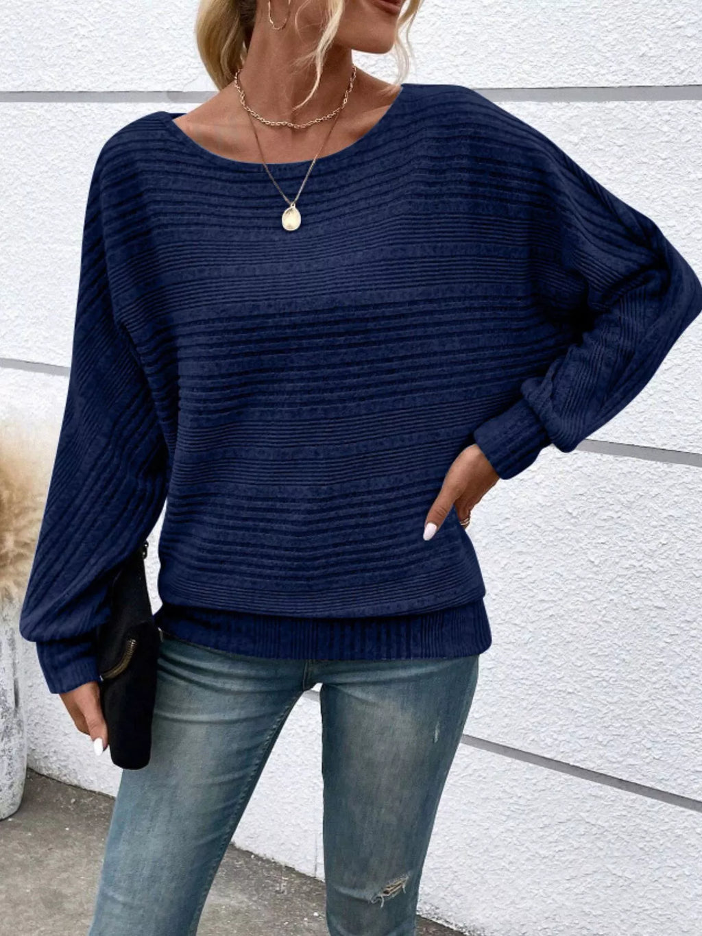 Womens Ribbed Long Sleeve Top