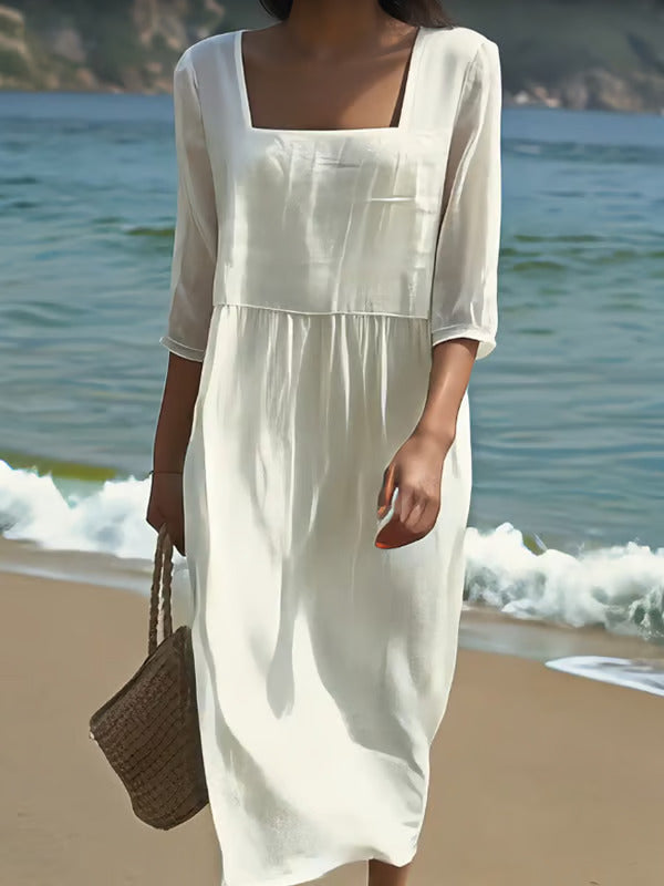 Womens White Embroidered Dress