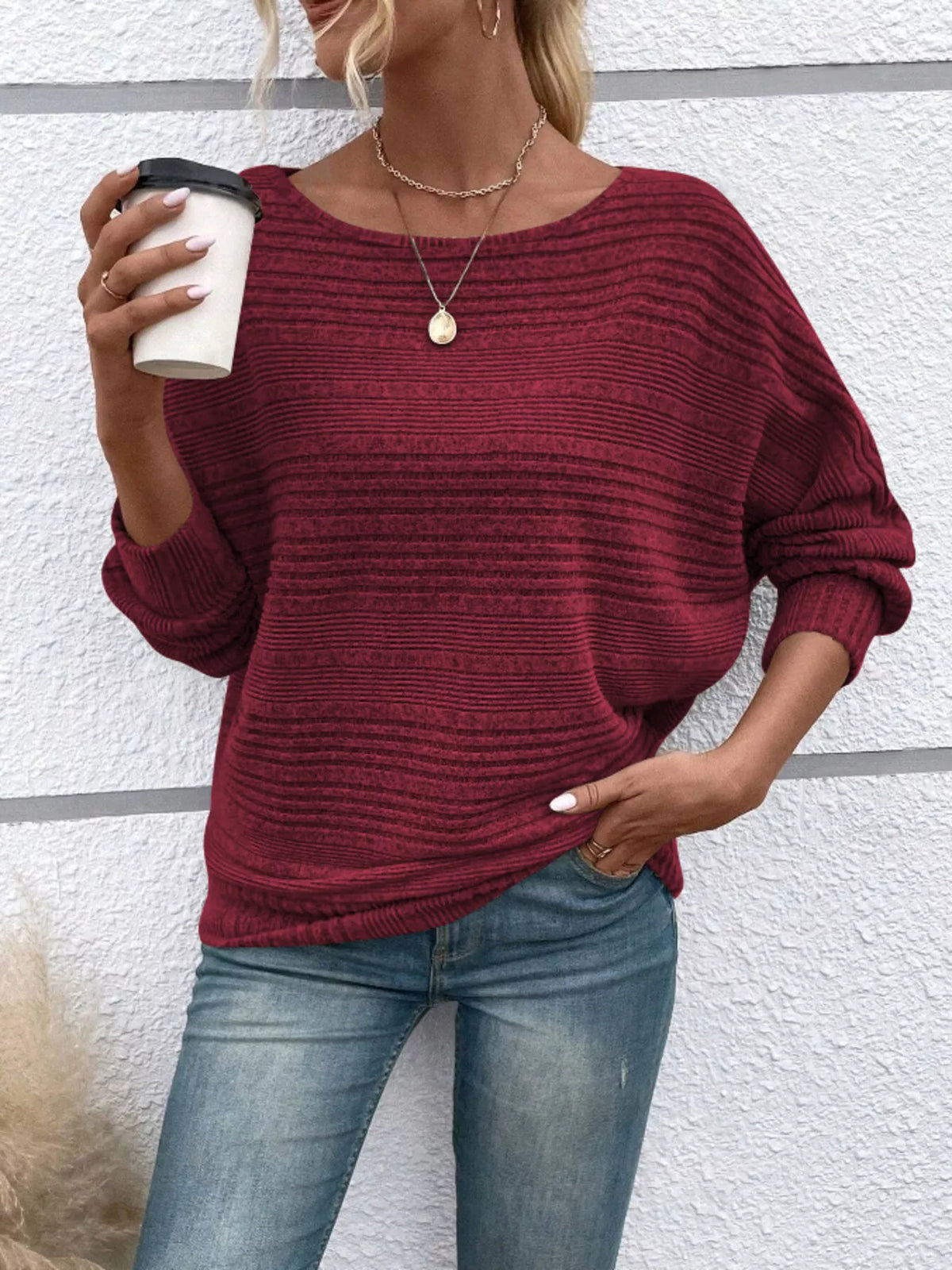 Womens Ribbed Long Sleeve Top
