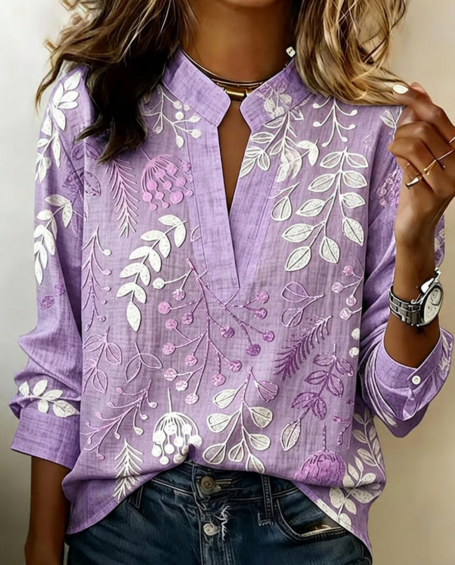 Womens Floral V Neck Blouse