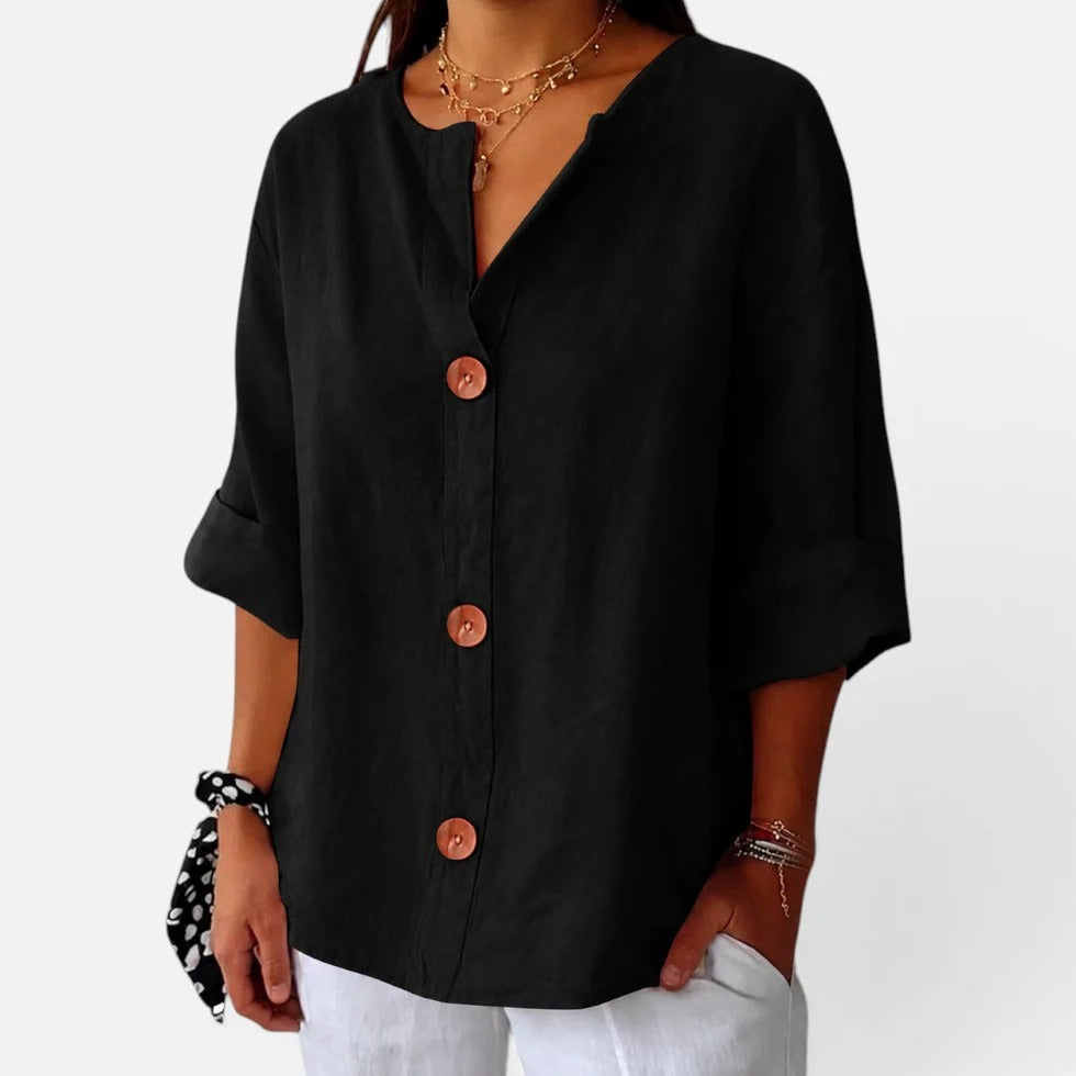 Womens Loose Fit V Neck Blouse
