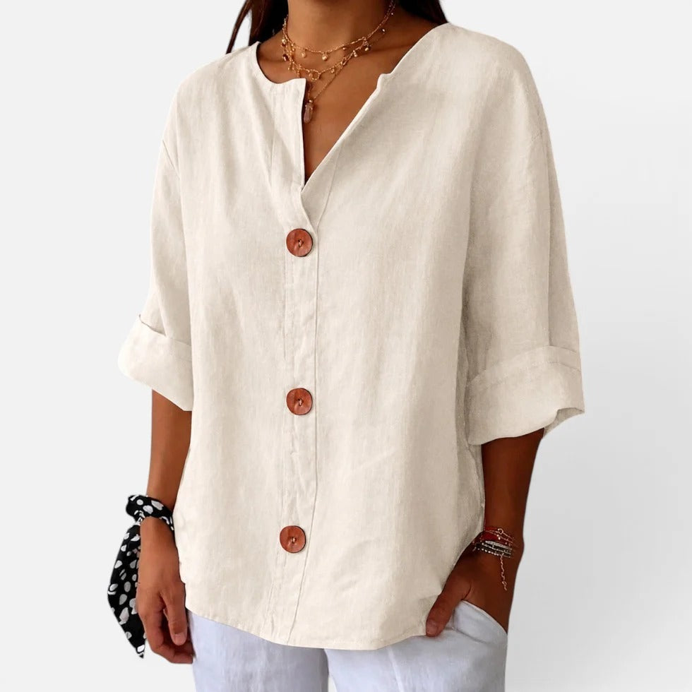 Womens Loose Fit V Neck Blouse