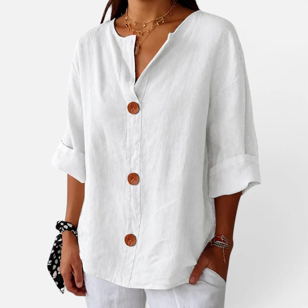 Womens Loose Fit V Neck Blouse