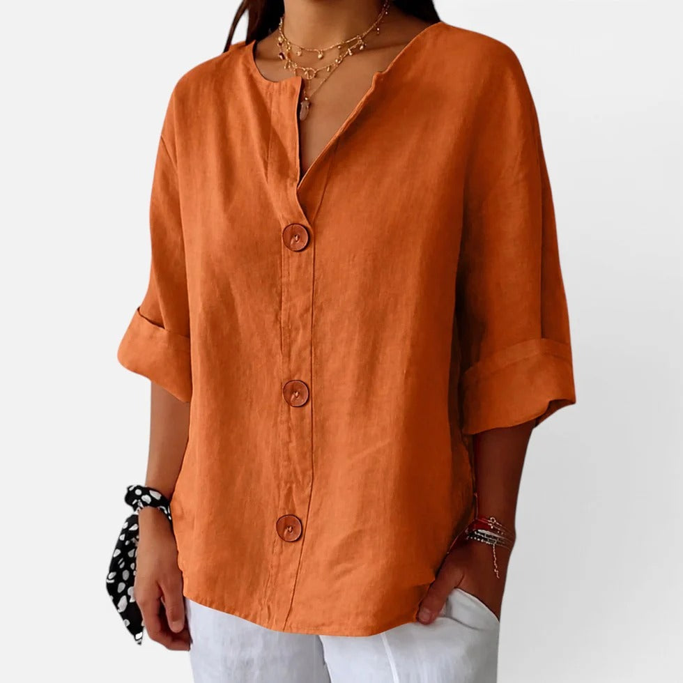Womens Loose Fit V Neck Blouse