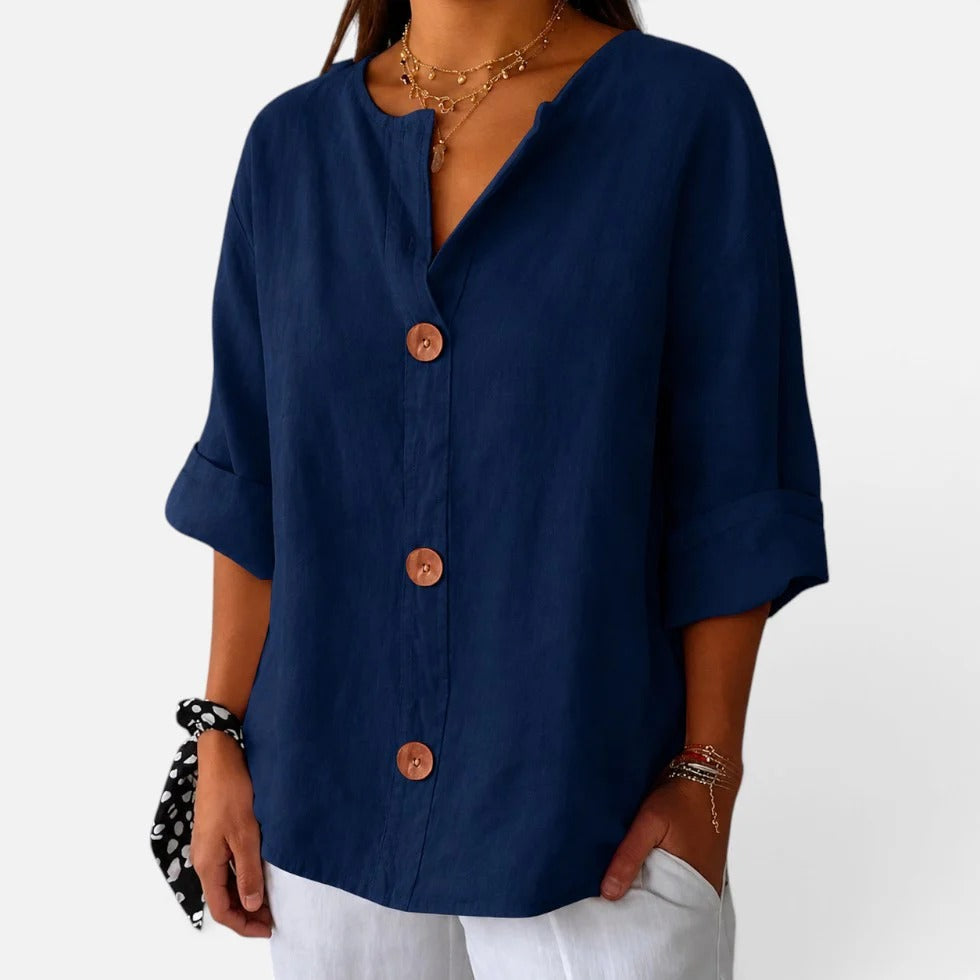 Womens Loose Fit V Neck Blouse