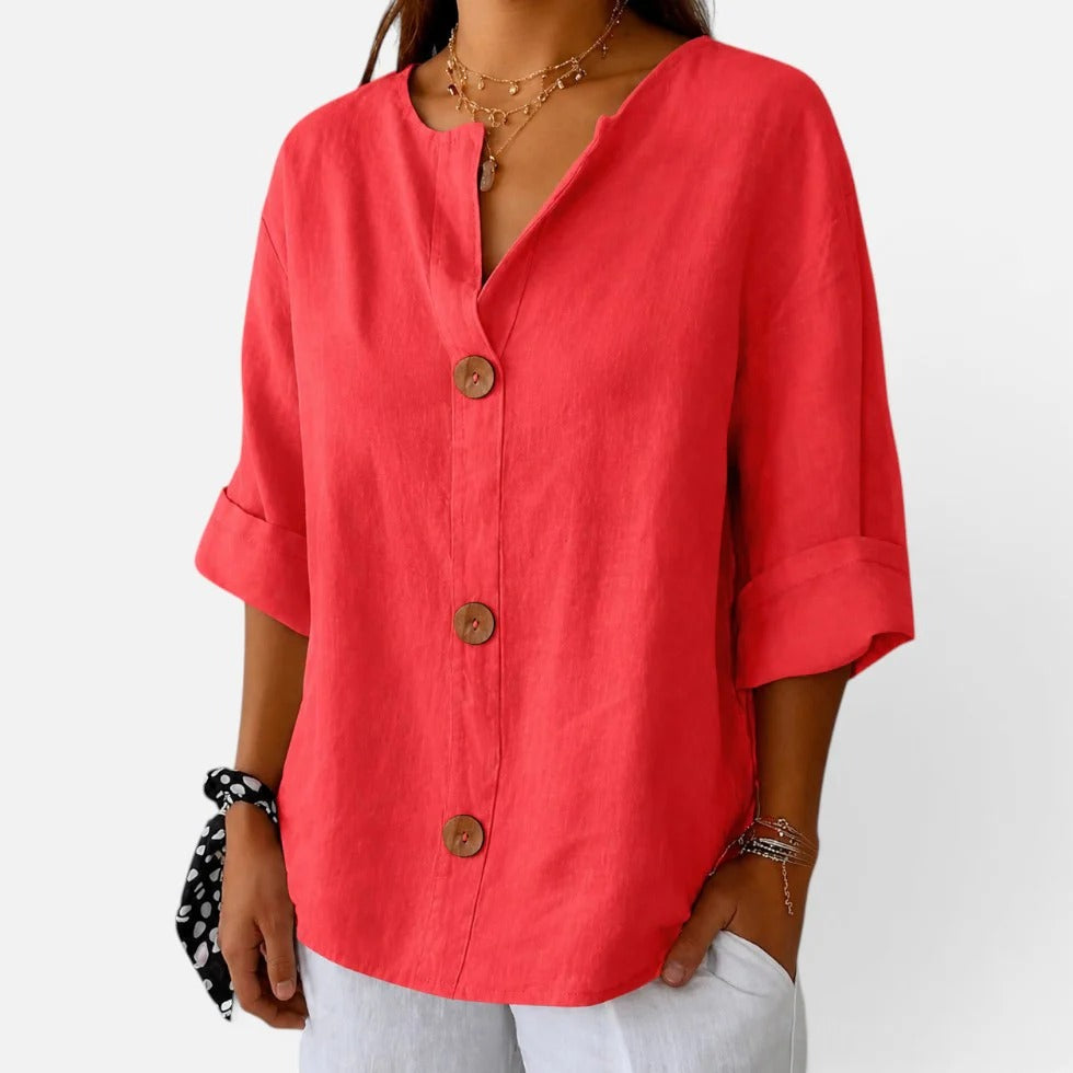 Womens Loose Fit V Neck Blouse