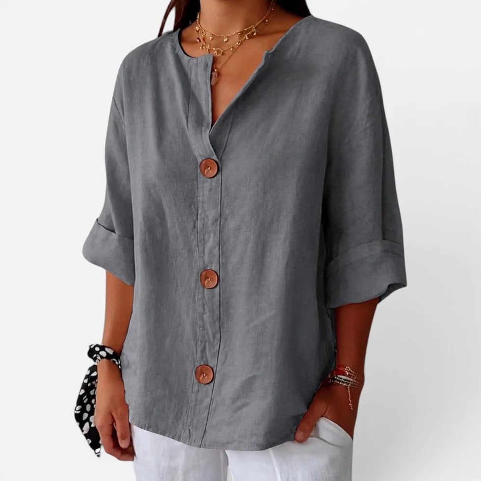 Womens Loose Fit V Neck Blouse