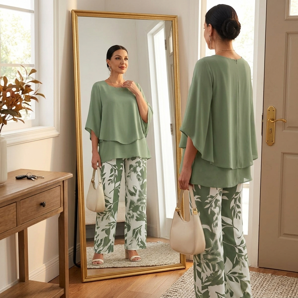 Womens Floral Wide Leg Two Piece Set