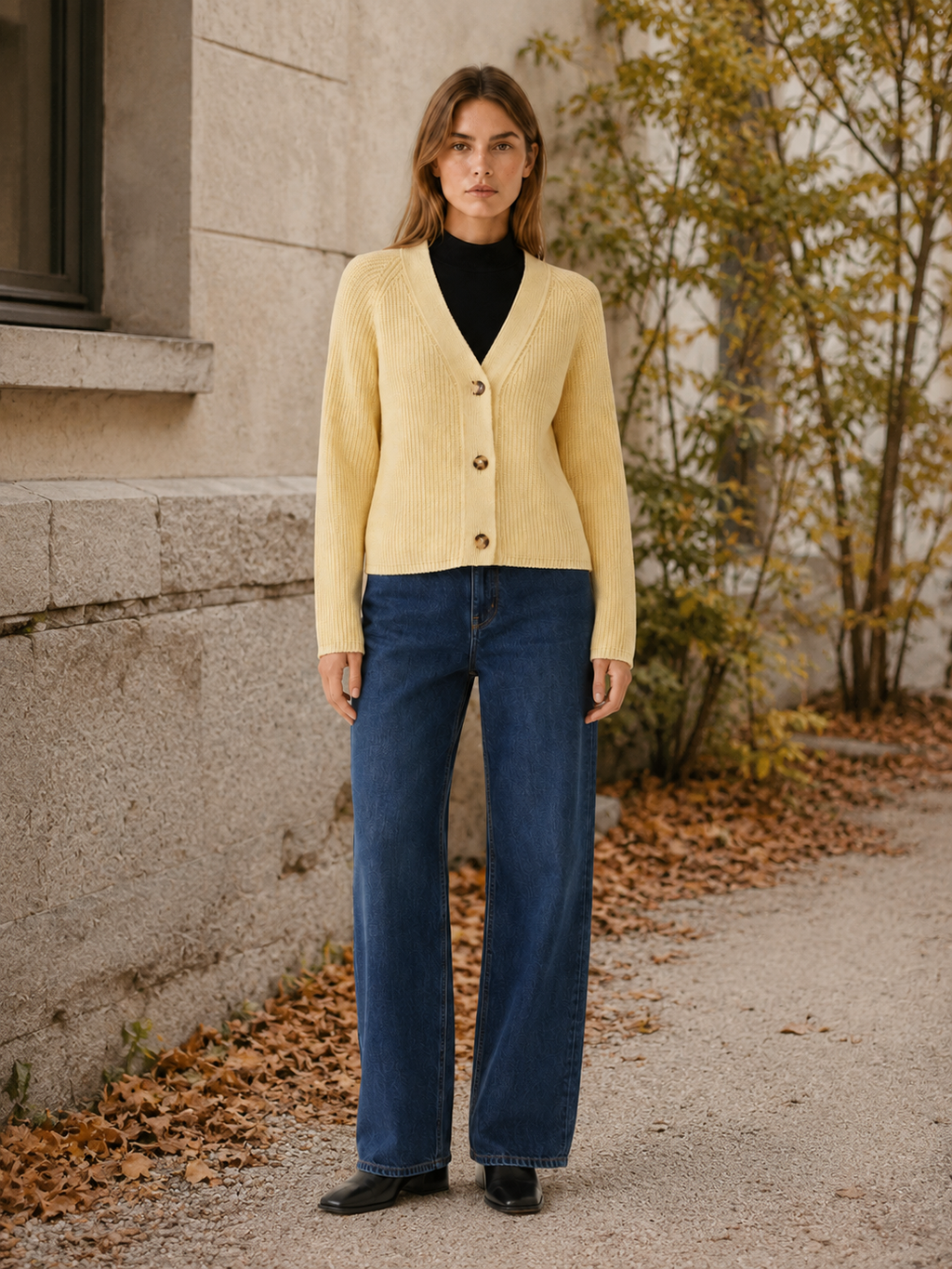 Womens Long Sleeve V Neck Cardigan