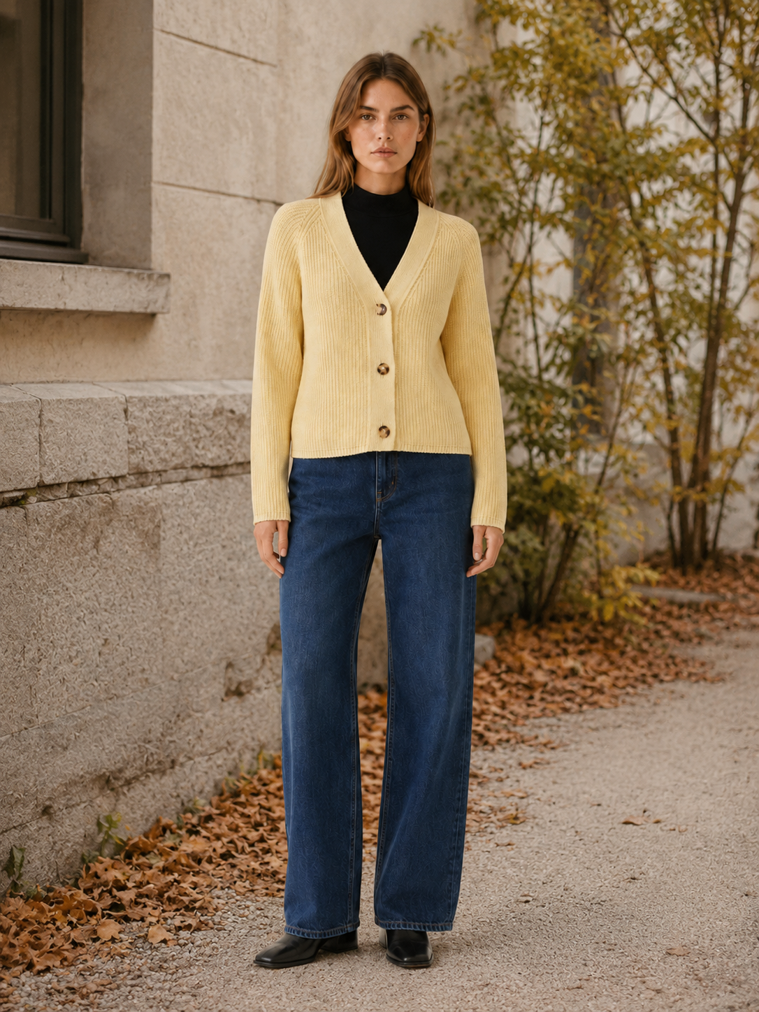 Womens Long Sleeve V Neck Cardigan
