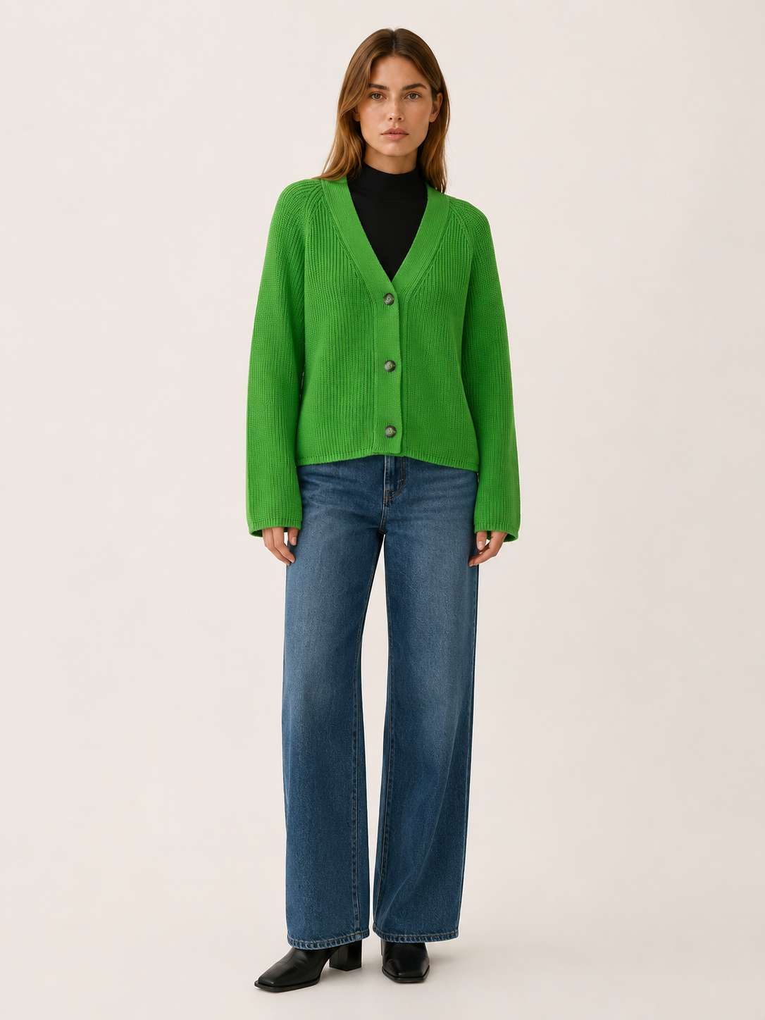 Womens Long Sleeve V Neck Cardigan