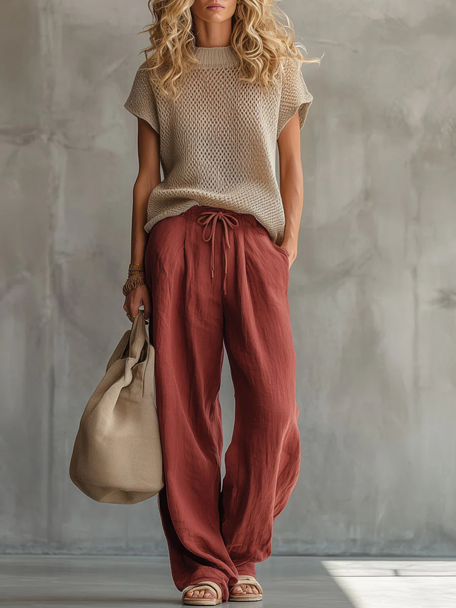 Womens Knit Wide Leg Two Piece Set
