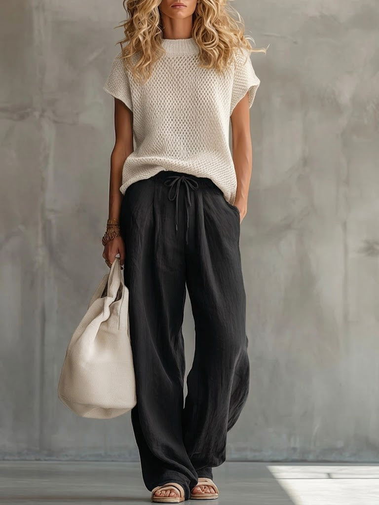 Womens Knit Wide Leg Two Piece Set