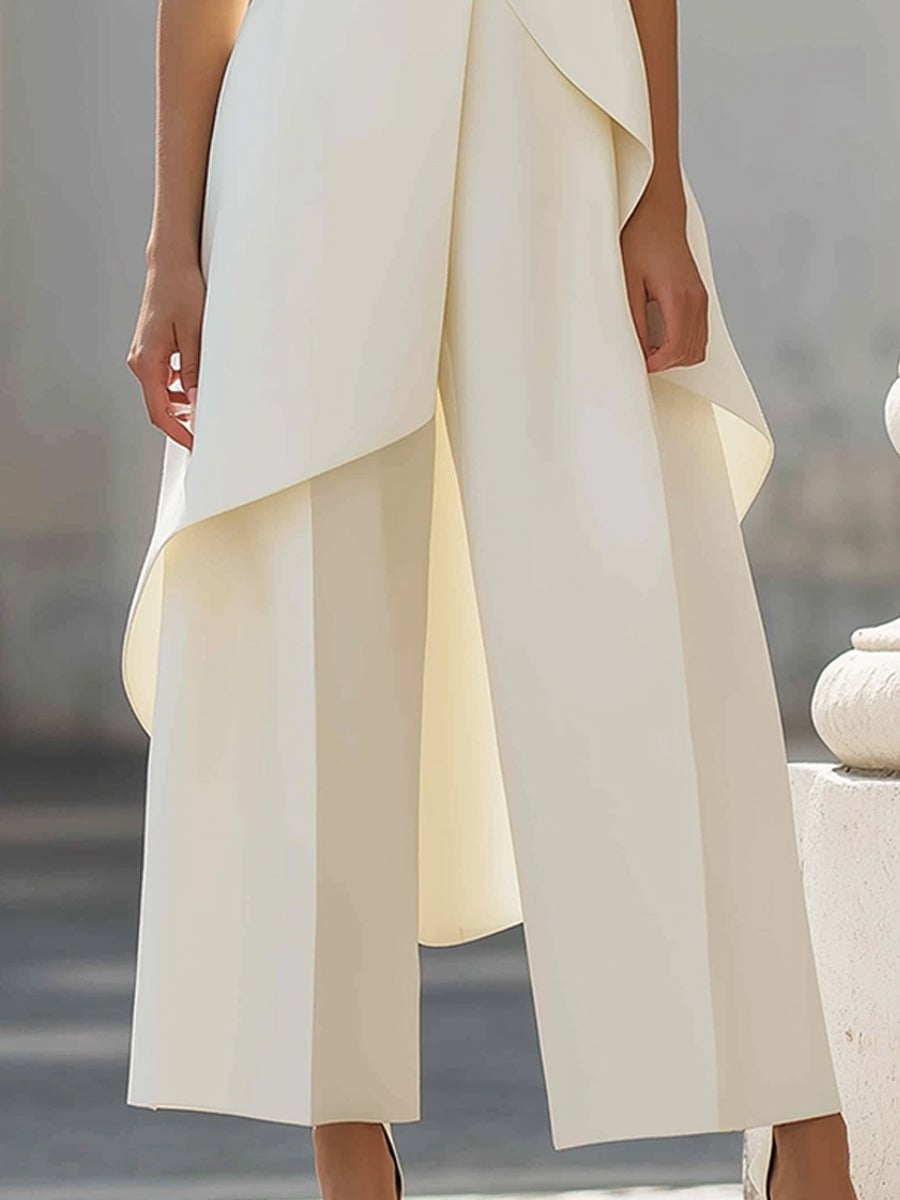 Womens Asymmetric High Neck Two Piece Set