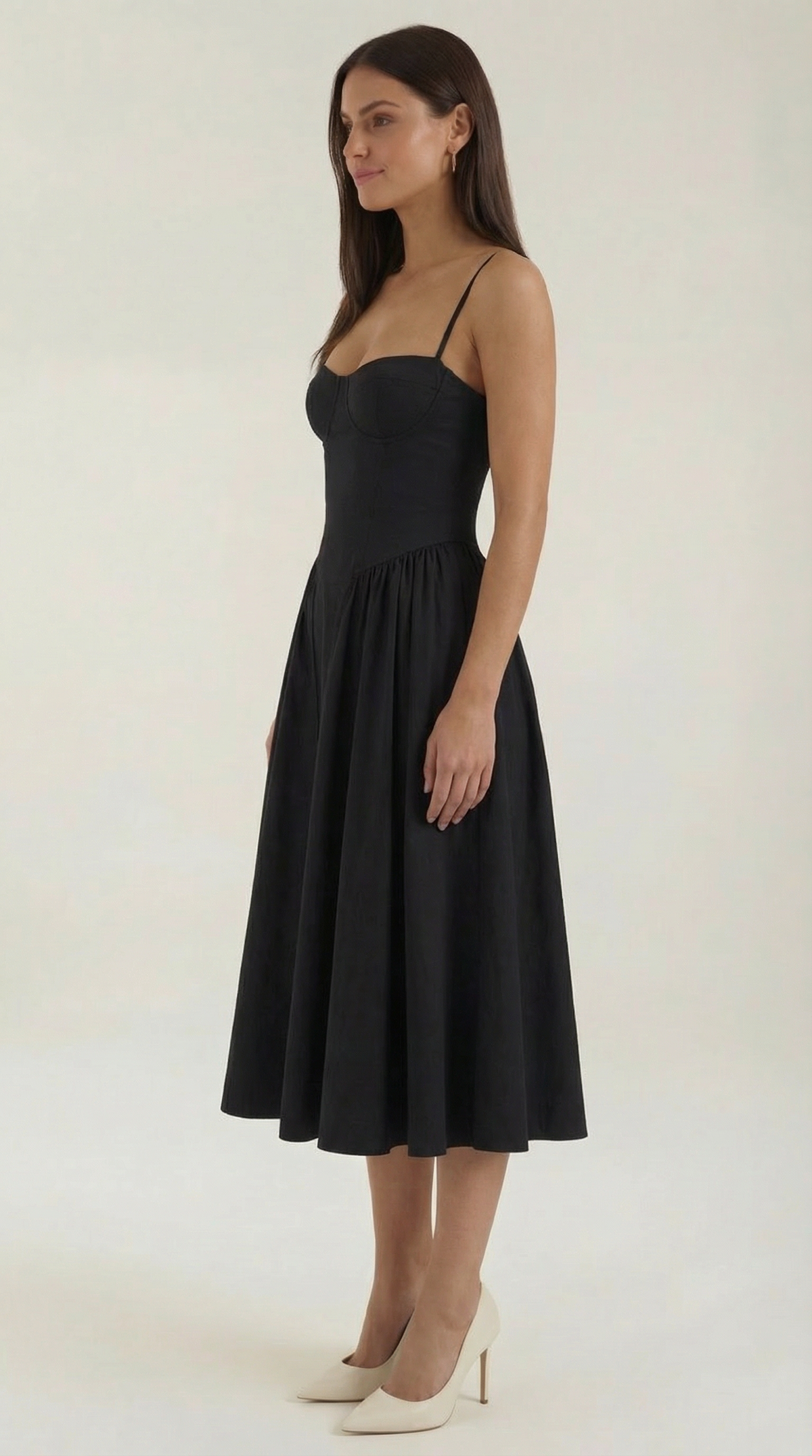 Womens Floral Corset Midi Dress Spaghetti Straps