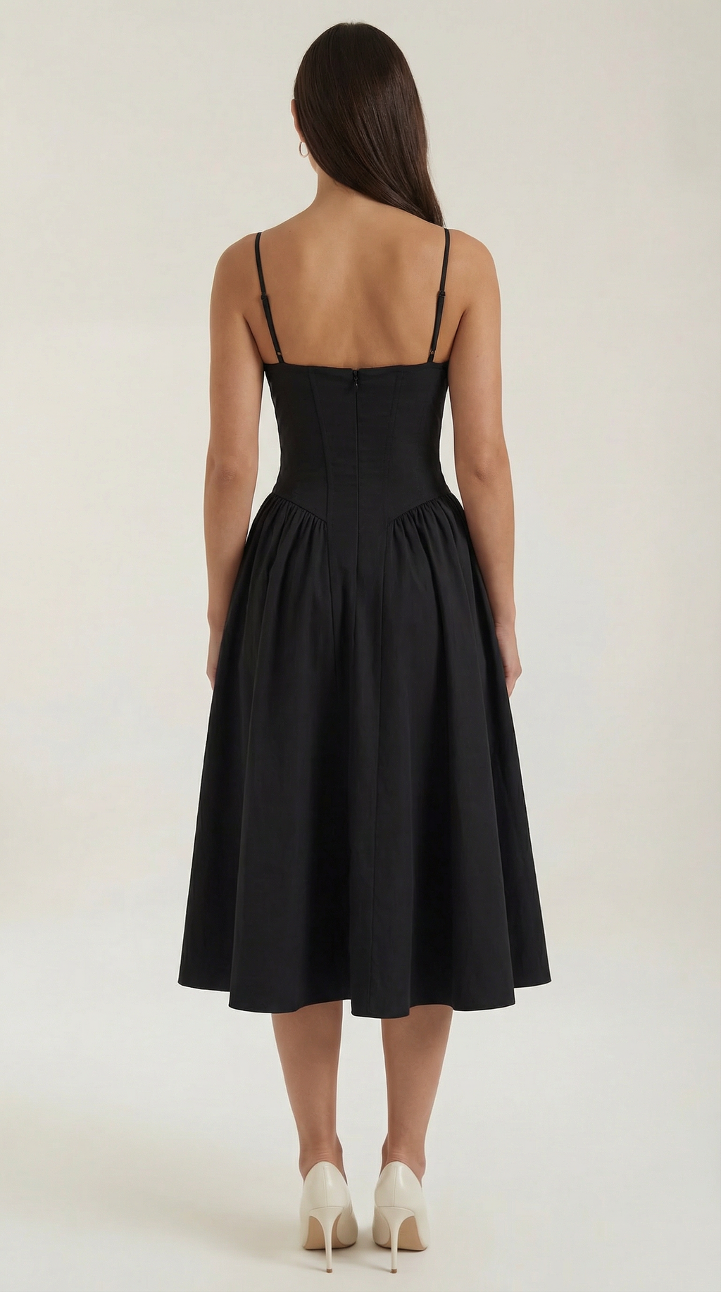 Womens Floral Corset Midi Dress Spaghetti Straps
