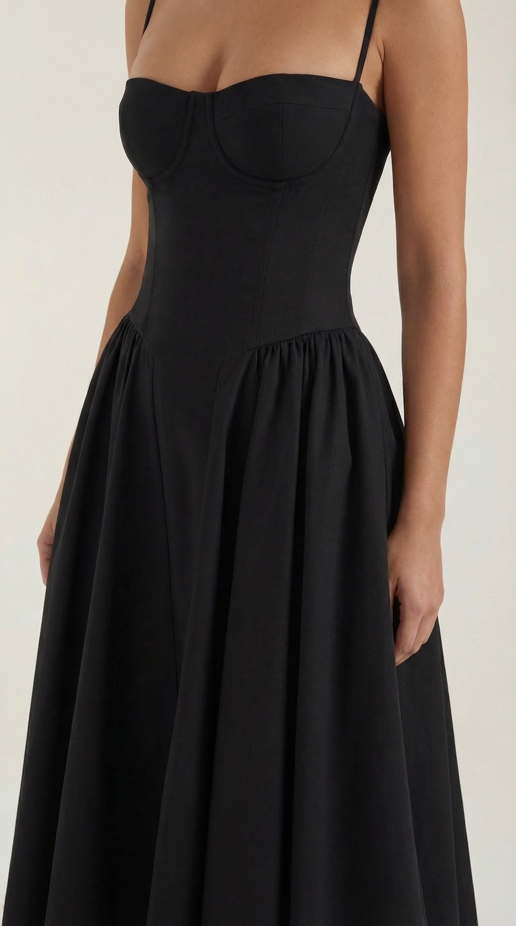 Womens Floral Corset Midi Dress Spaghetti Straps