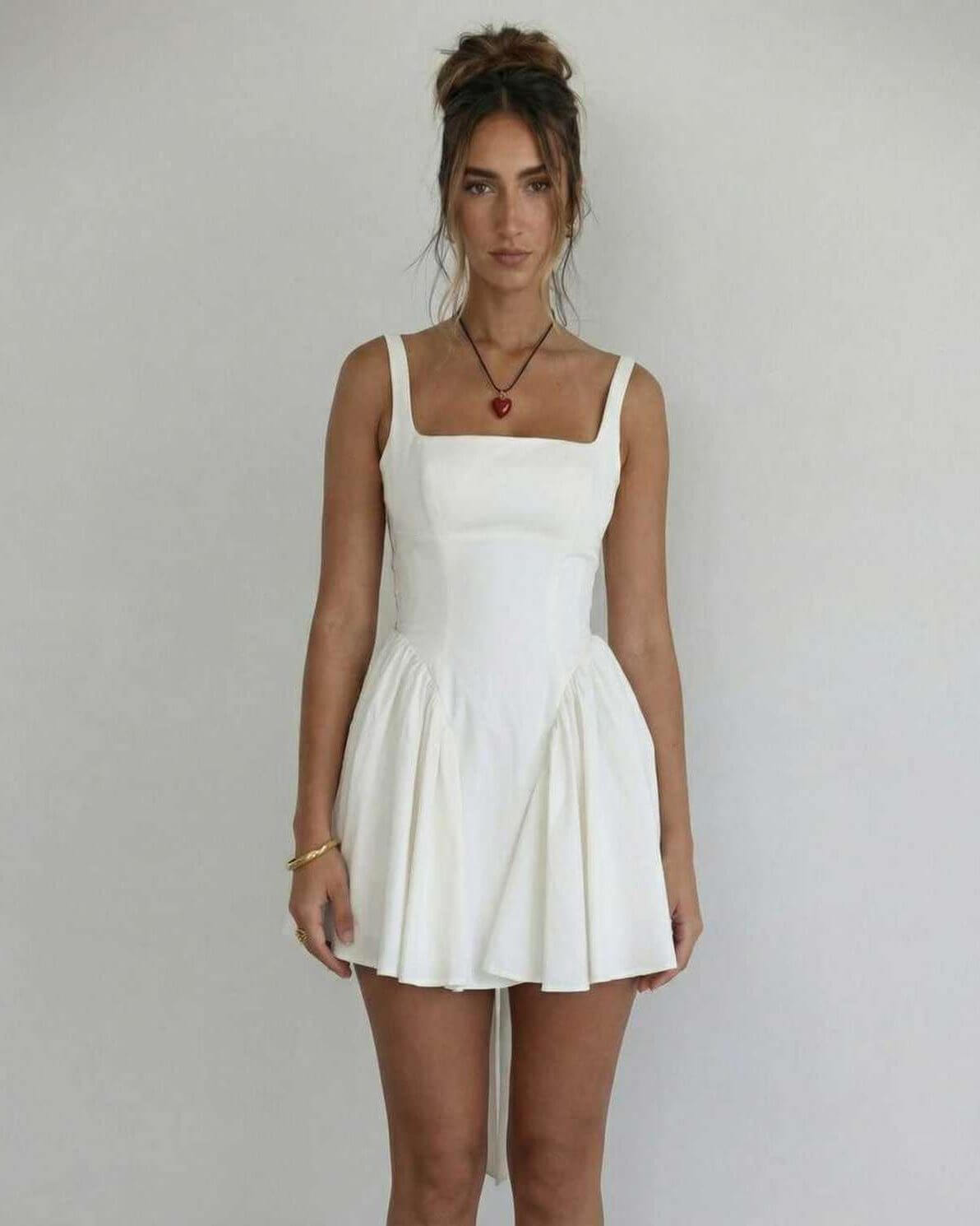 Womens A Line Mini Dress Square Collar