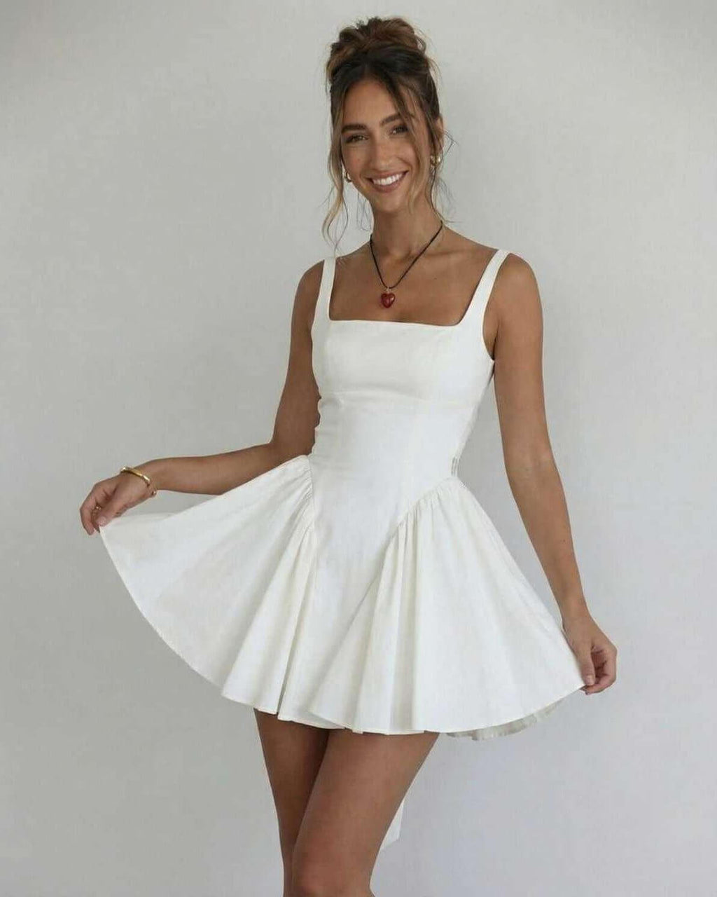 Womens A Line Mini Dress Square Collar