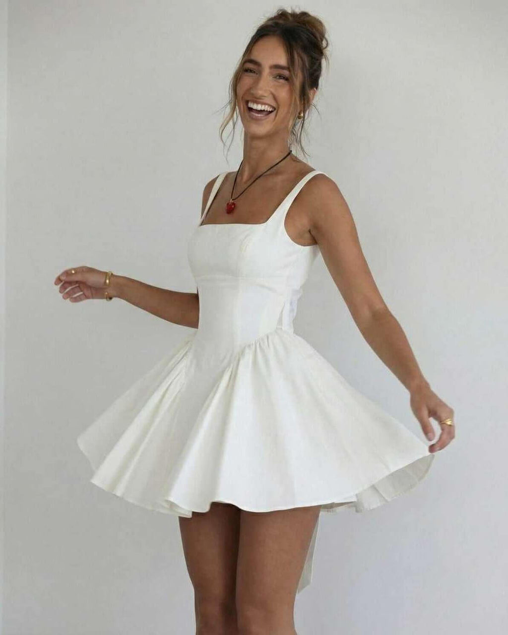 Womens A Line Mini Dress Square Collar