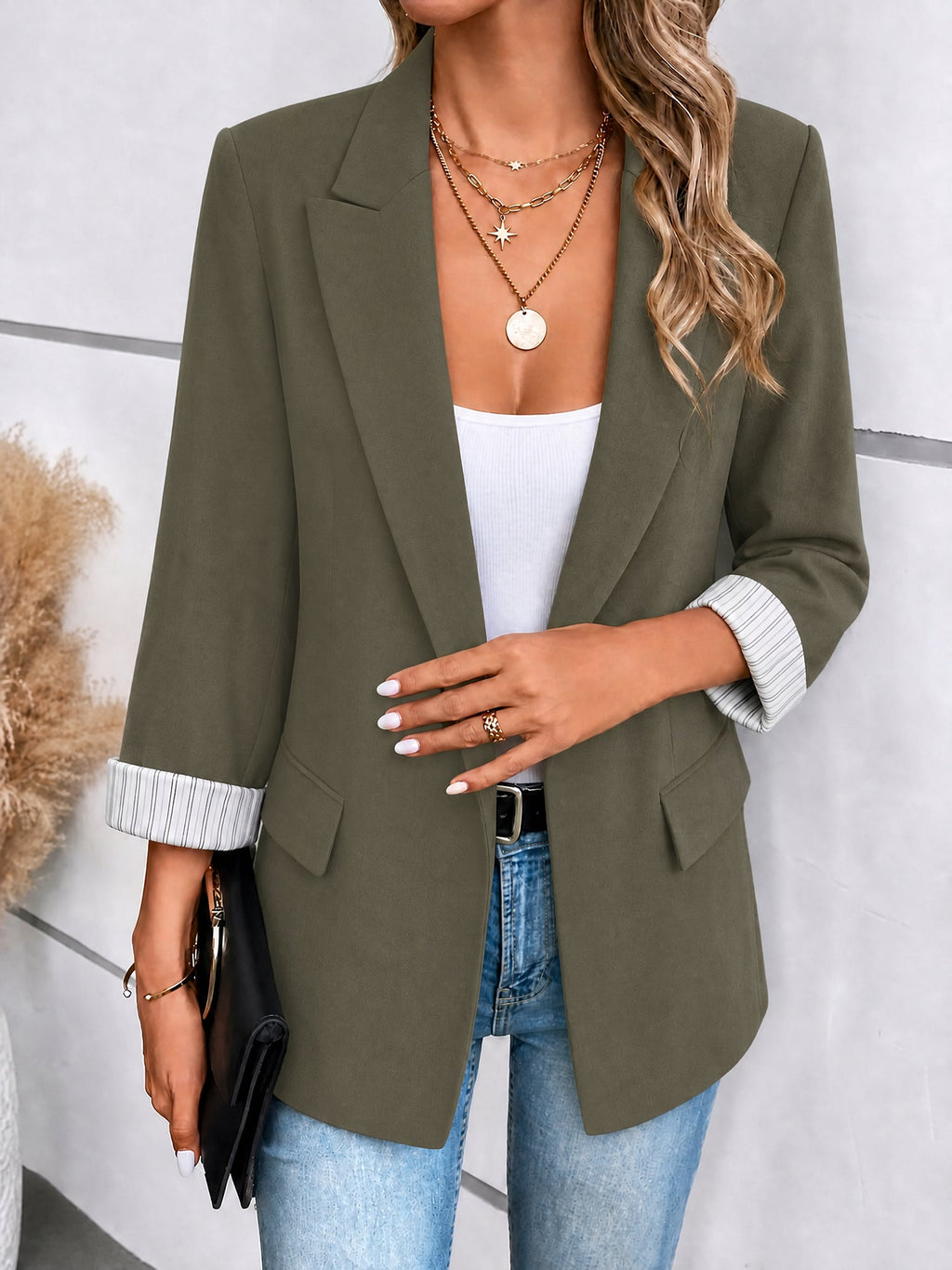 Womens Notched Lapel Blazer
