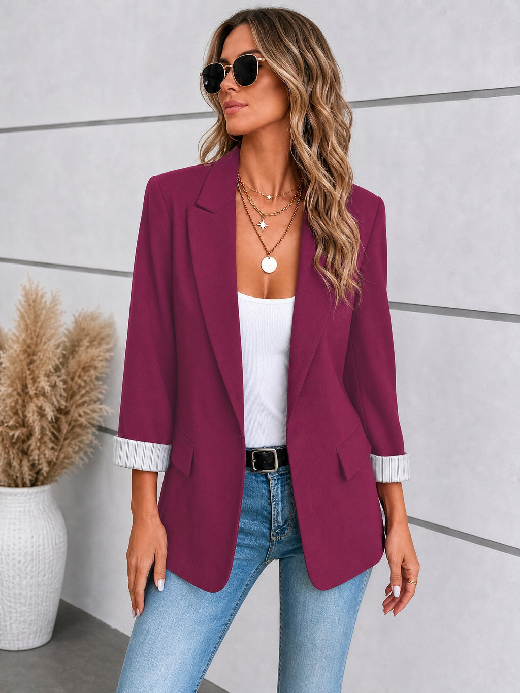 Womens Notched Lapel Blazer