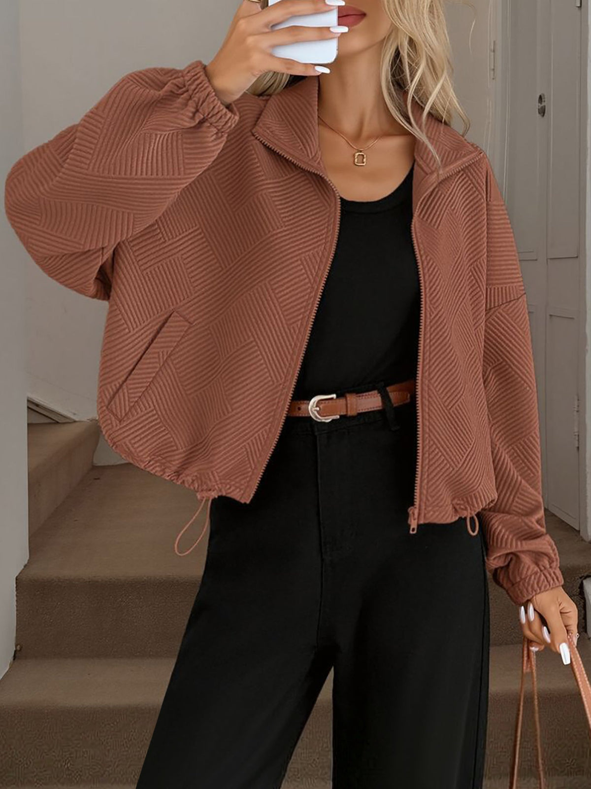 Womens Zip Up Baseball Jacket