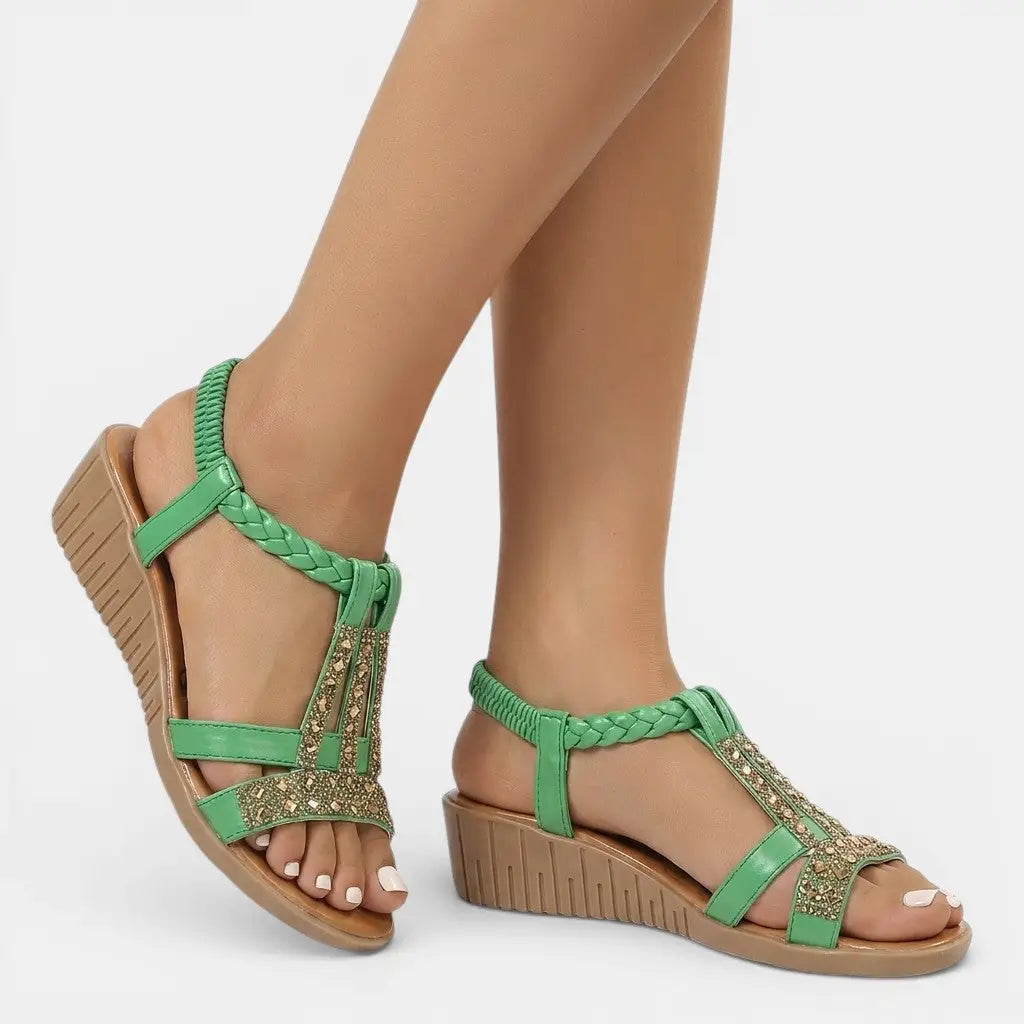 Womens Synthetic Wedge Sandals with Cushioned Insole