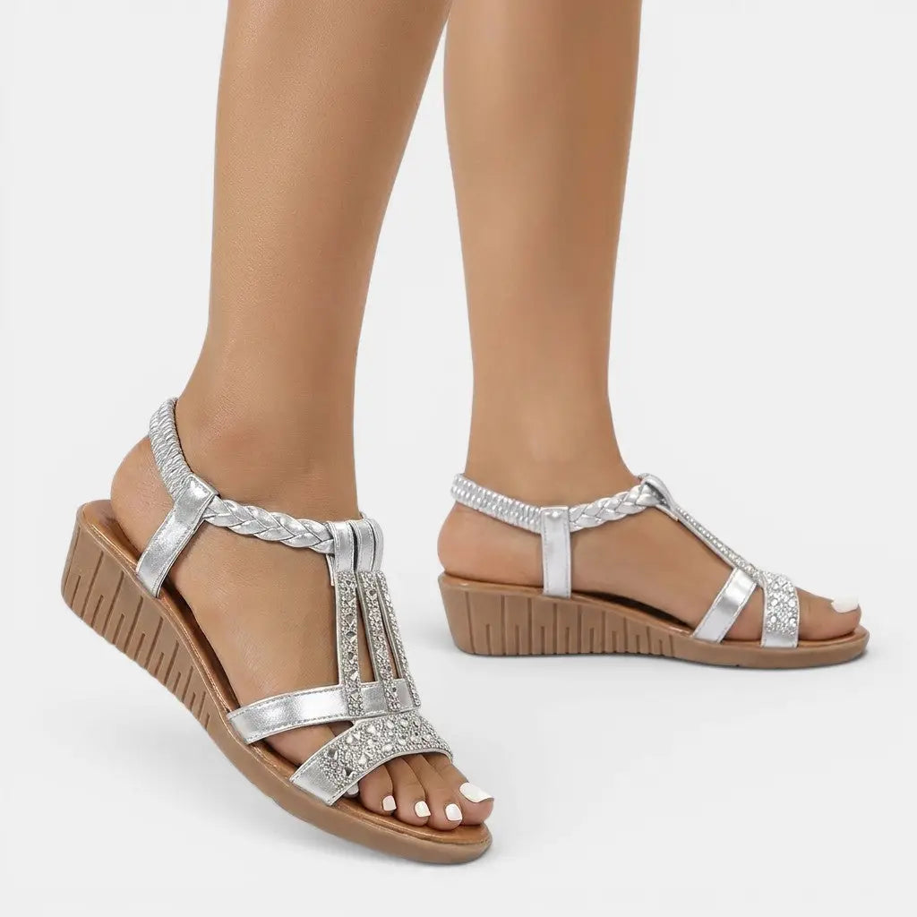 Womens Synthetic Wedge Sandals with Cushioned Insole