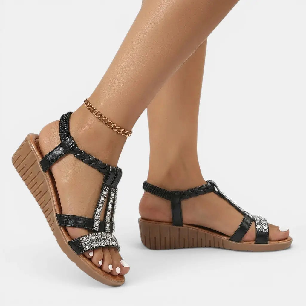 Womens Synthetic Wedge Sandals with Cushioned Insole
