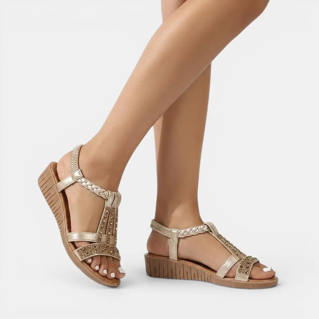 Womens Synthetic Wedge Sandals with Cushioned Insole